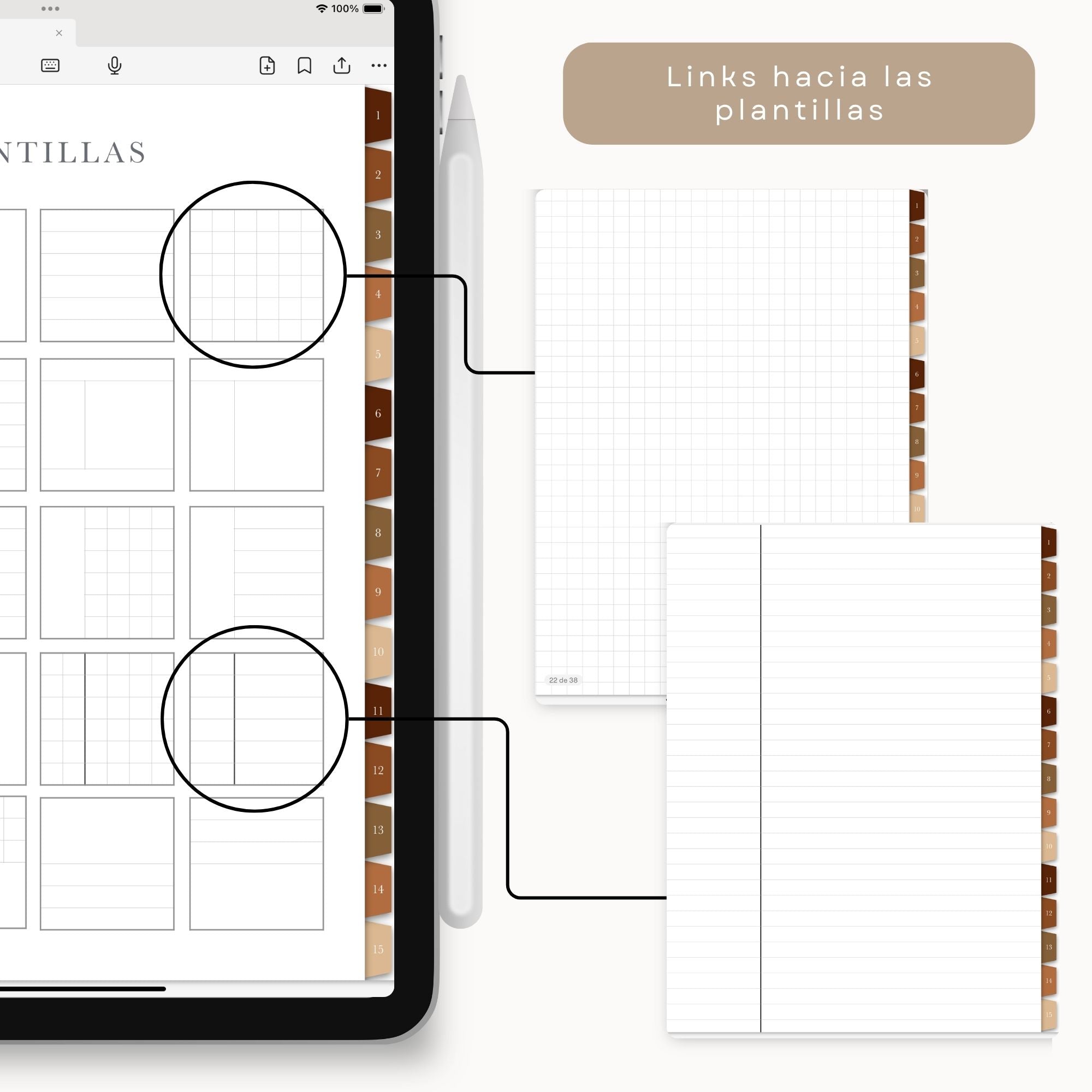 Cuaderno de Notas Digital Interactivo Terracota - Diseño de página mensual