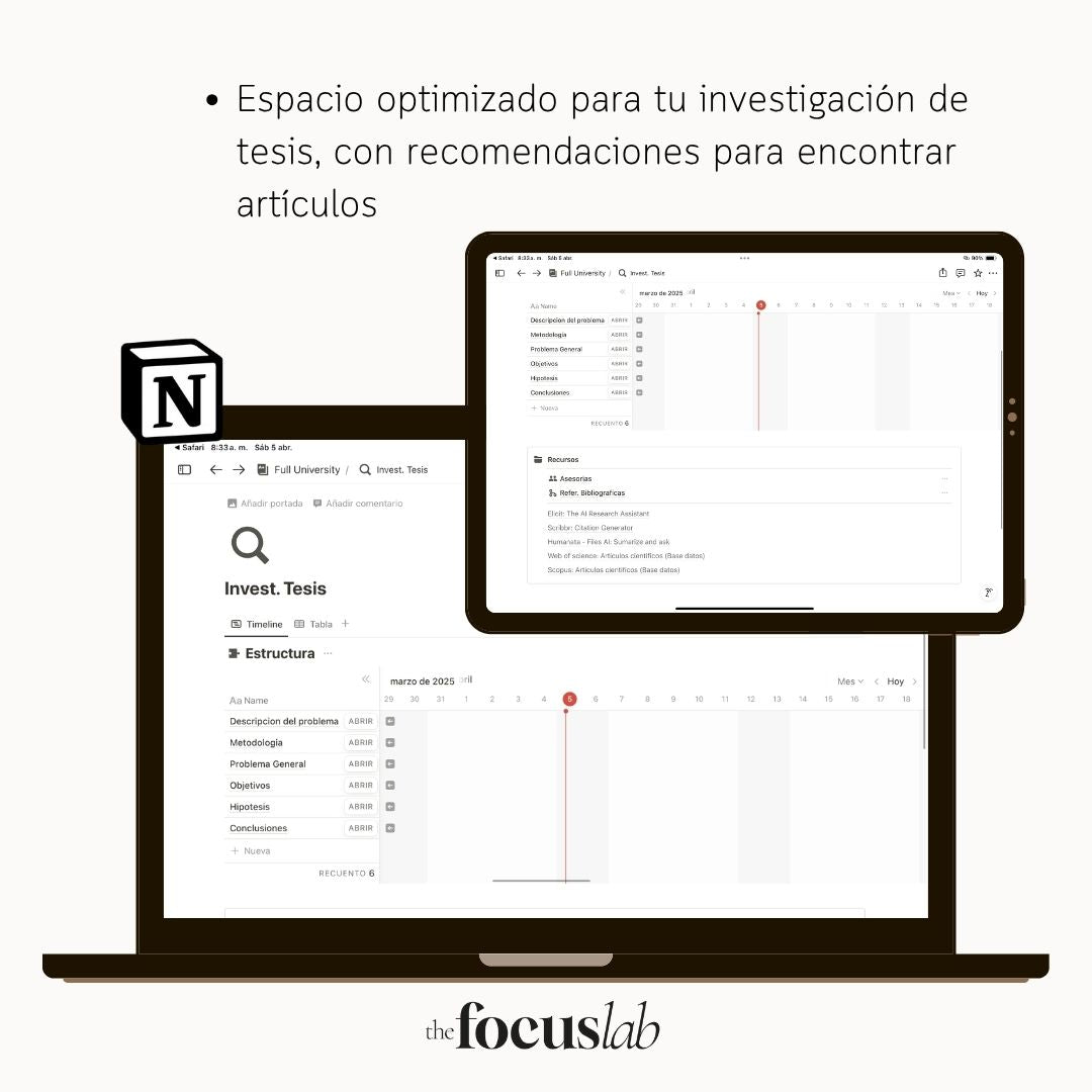 Plantilla de Notion para la Universidad Y Tesis - Diseño de página semanal