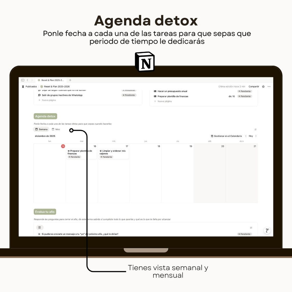 Reset & Plan 2026 - Plantilla de Notion
