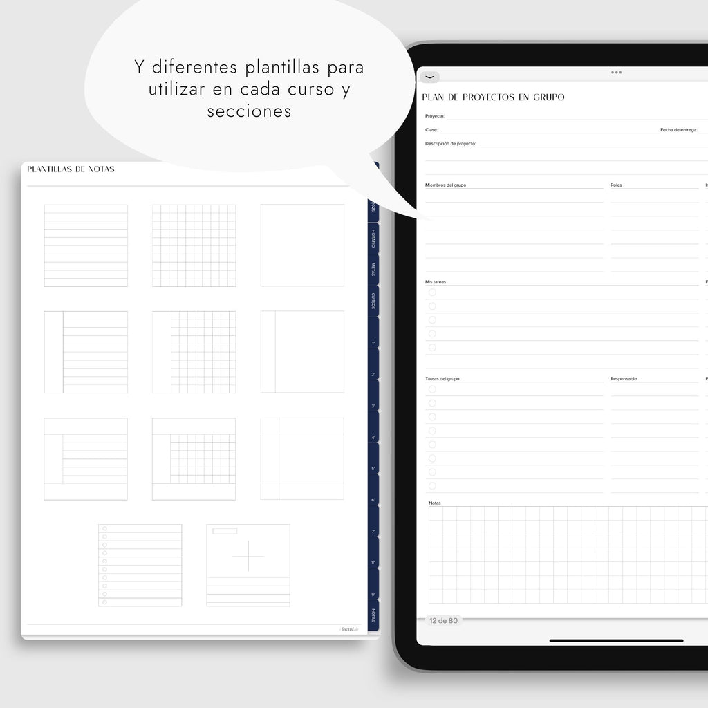 Cuaderno Digital Universidad | UPlanner Azul | Stickers