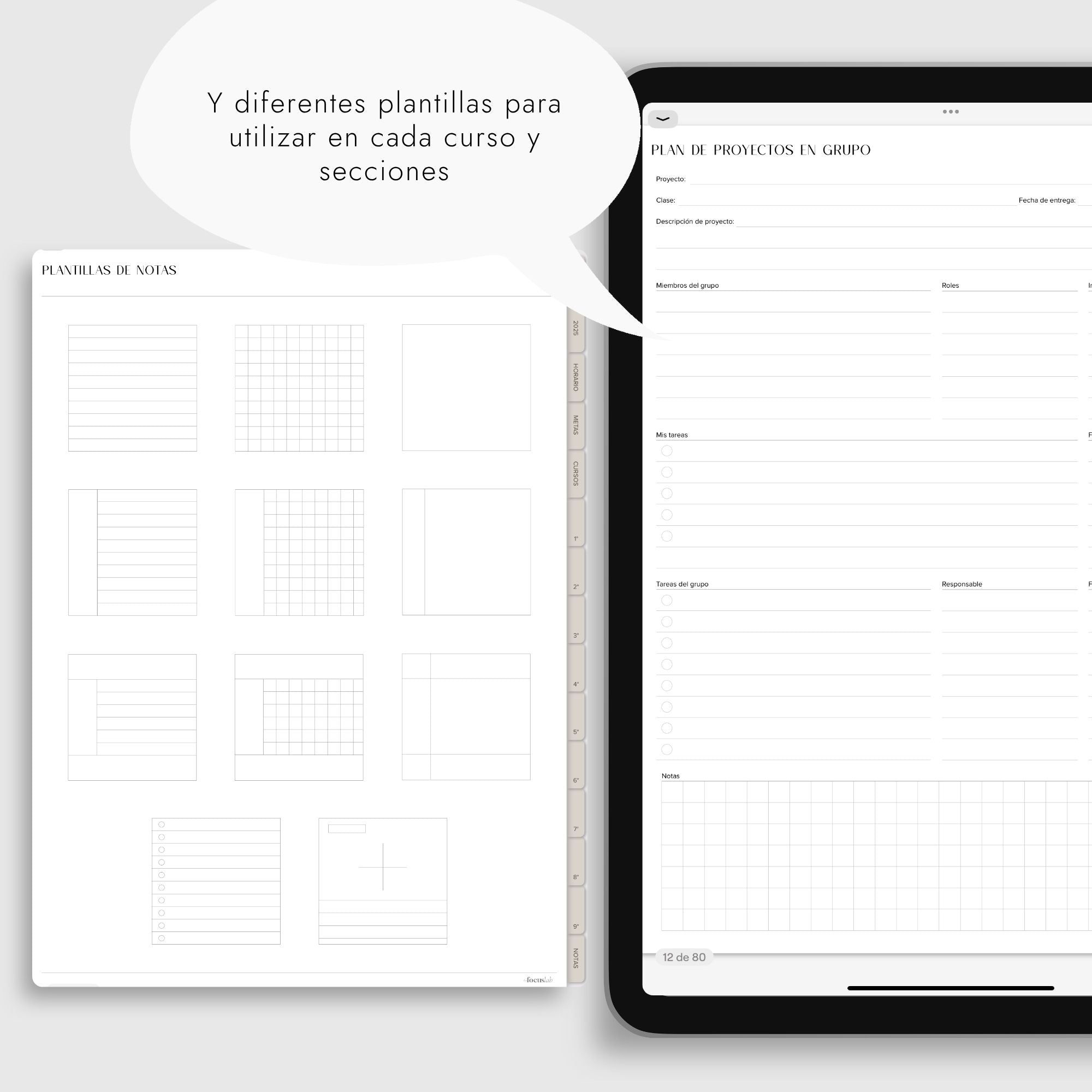 Cuaderno Digital Universidad | UPlanner Beige | Stickers