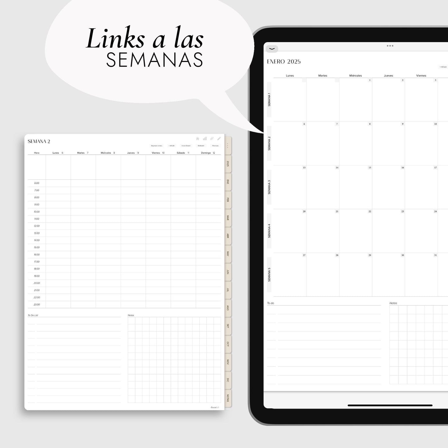 Agenda Digital 2025 Nude con Integración a Apple y Google Calendar y STICKERS
