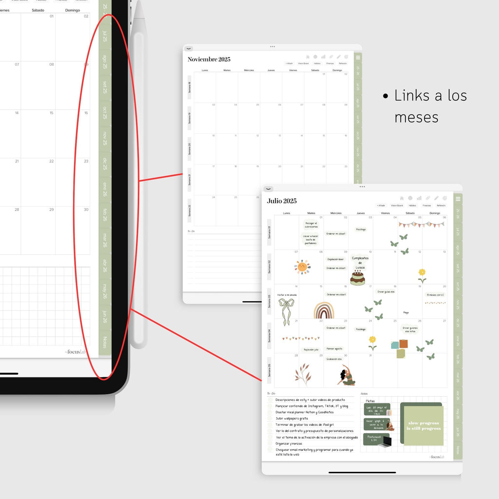 Agenda Digital Matcha 2025-2026 - Diseño de página mensual