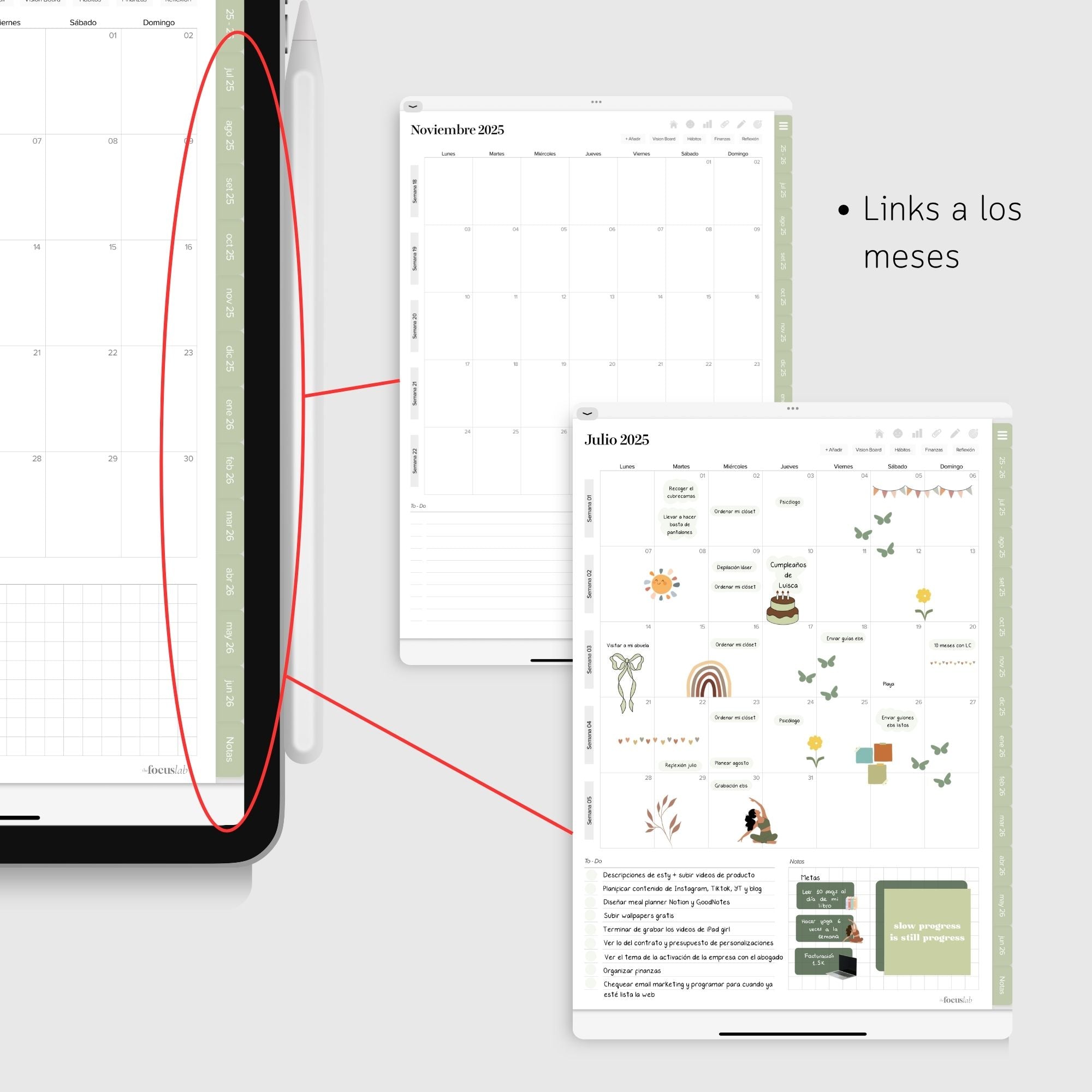 Agenda Digital Matcha 2025-2026 - Diseño de página mensual