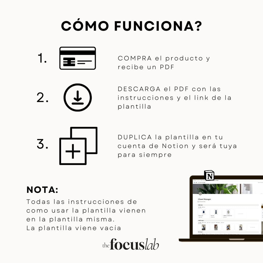 Closet Manager en Notion - Detalle de diseño