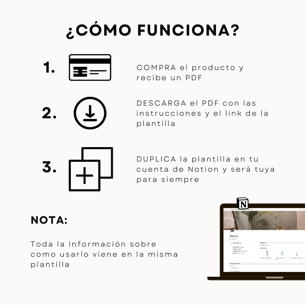 Skincare Board en Notion | Plantilla Digital para Rutina de Cuidado de Piel - Detalle de diseño