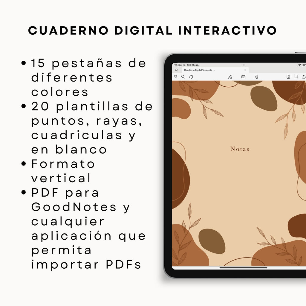 Cuaderno de Notas Digital Interactivo Terracota