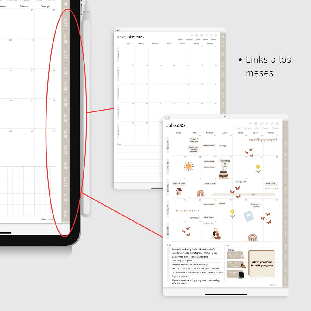 Agenda Digital Beige 2025-2026 - Diseño de página mensual