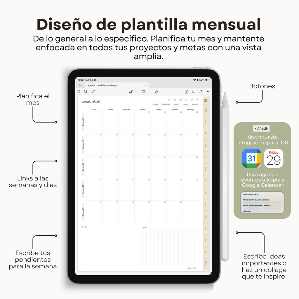 Agenda Digital Beige 2026 Diaria