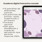 Cuaderno de Notas Digital Interactivo Morado - Detalle de diseño