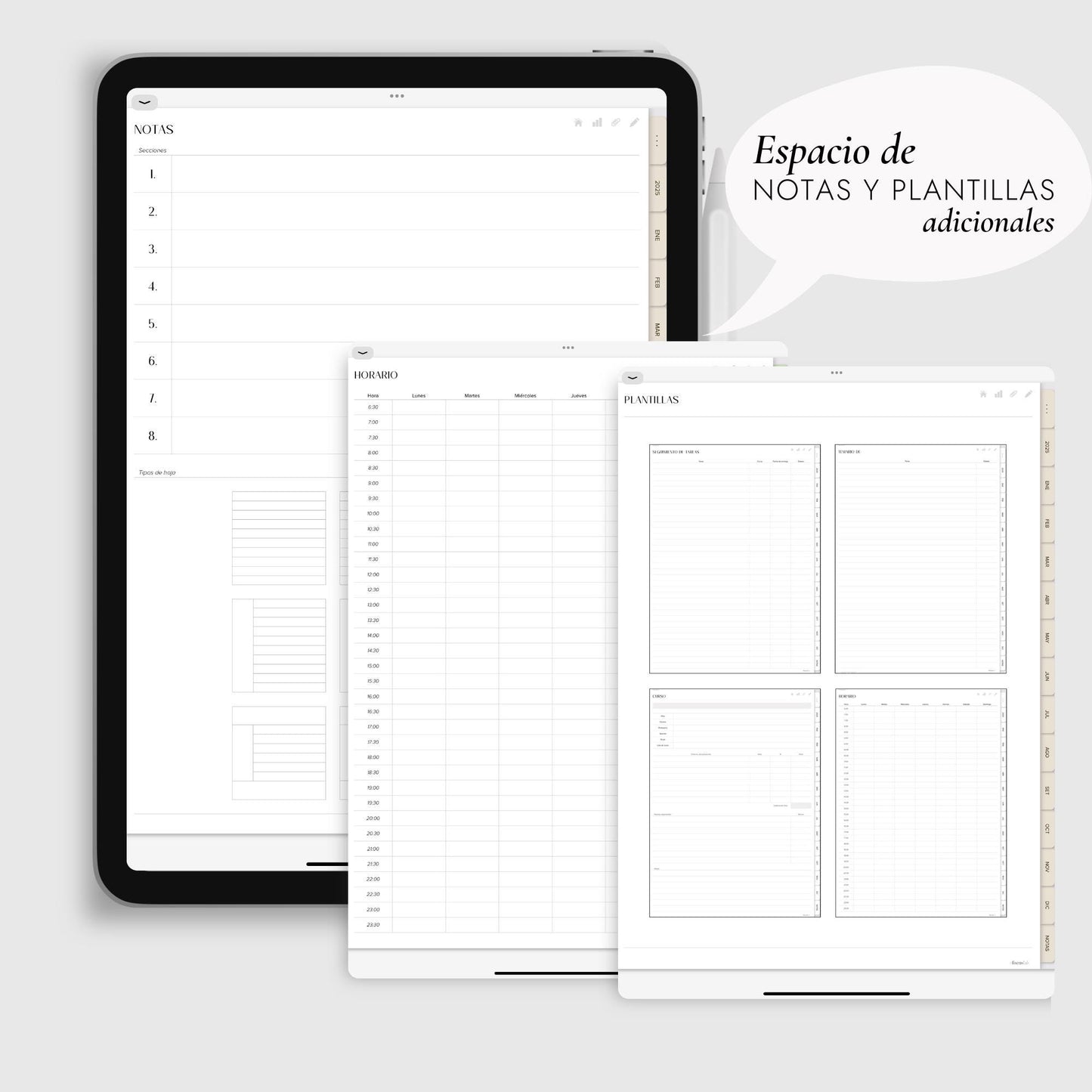 Agenda Digital 2025 Nude con Integración a Apple y Google Calendar y STICKERS