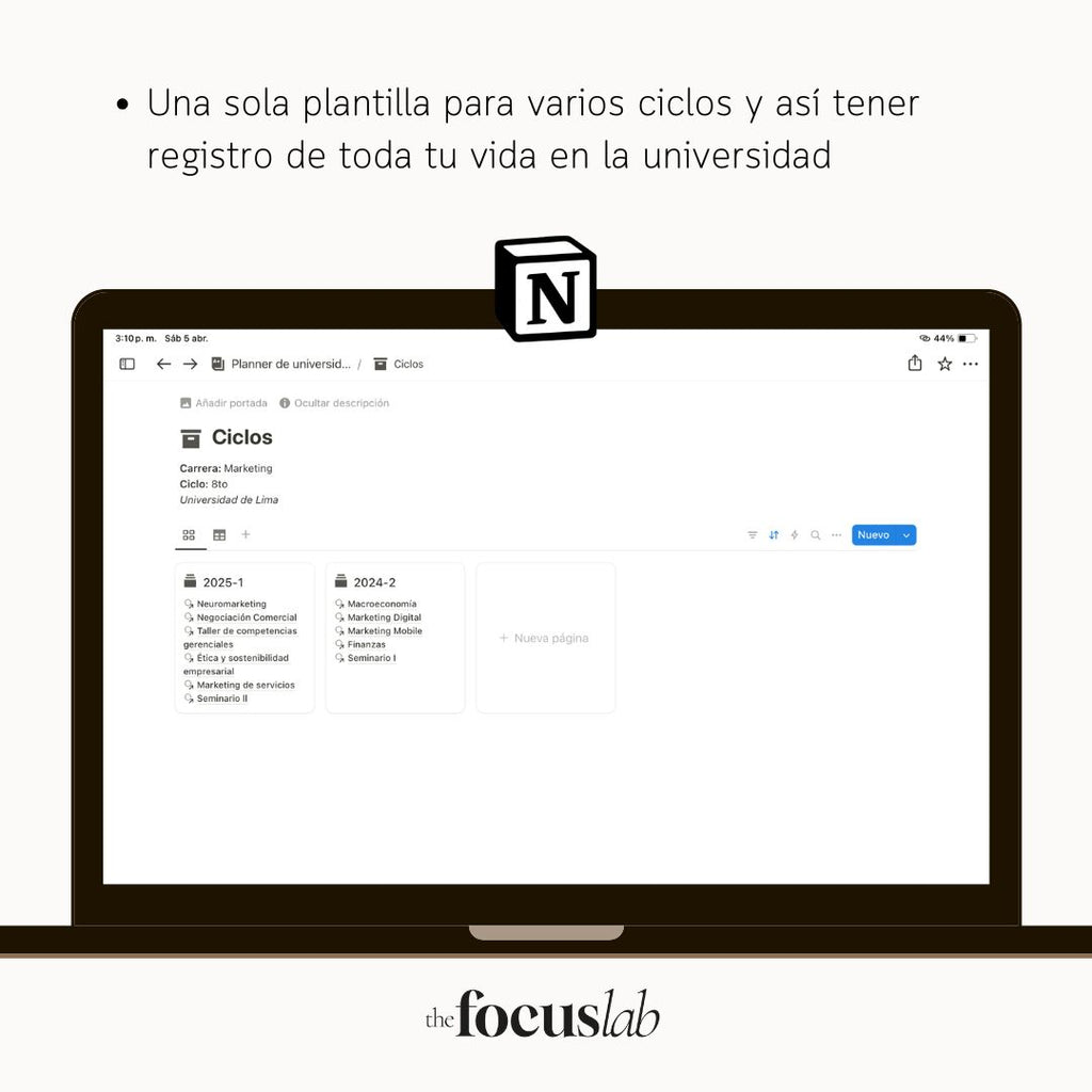 Plantilla de Notion para la Universidad Y Tesis - Detalle de diseño