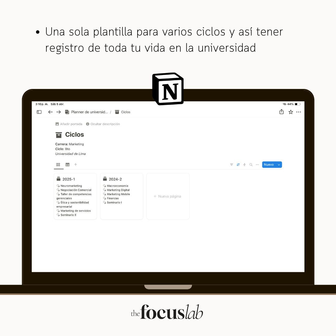 Plantilla de Notion para la Universidad Y Tesis - Detalle de diseño