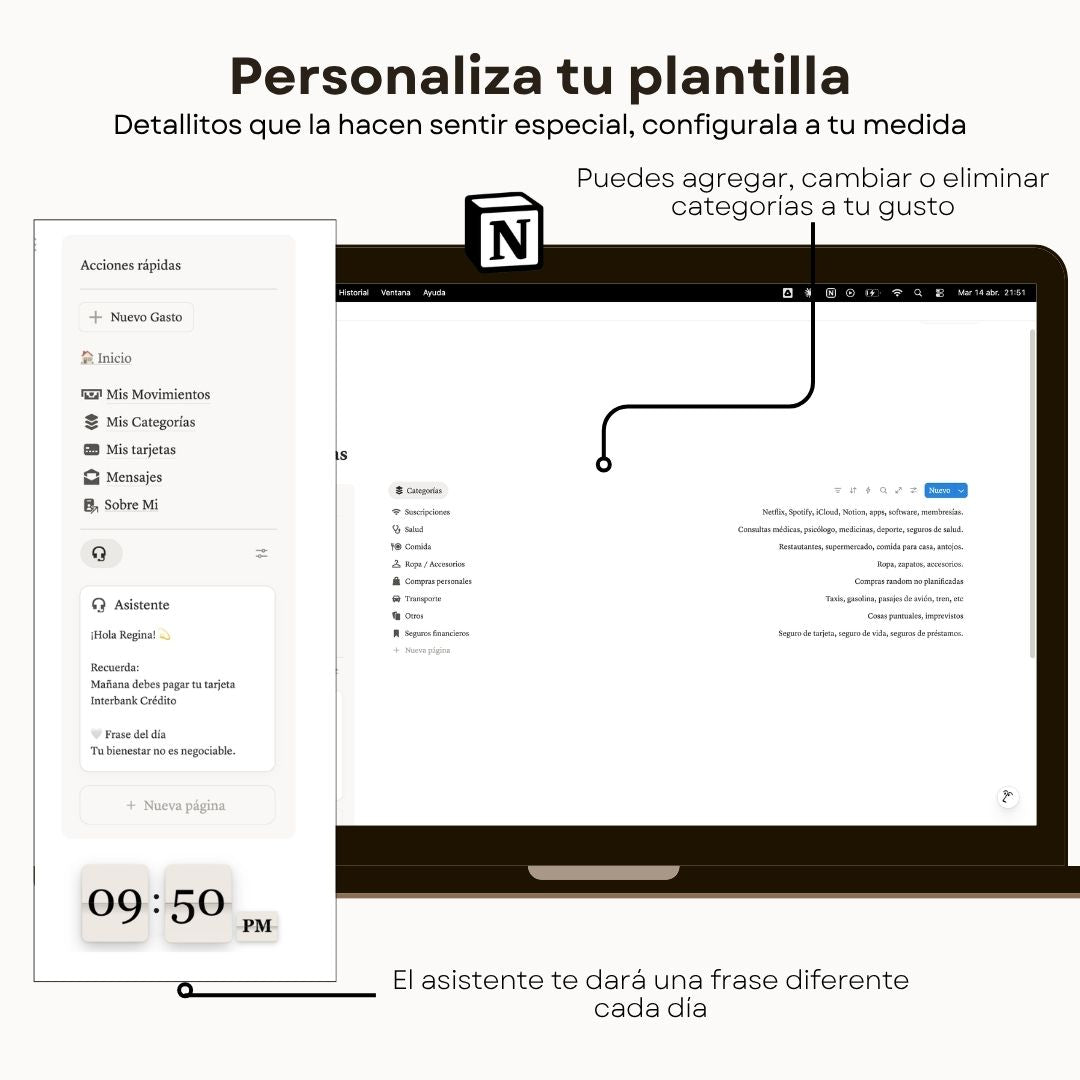 Seguimiento de Gastos | WTF is my money? | Plantilla Notion - Página de hábitos y metas