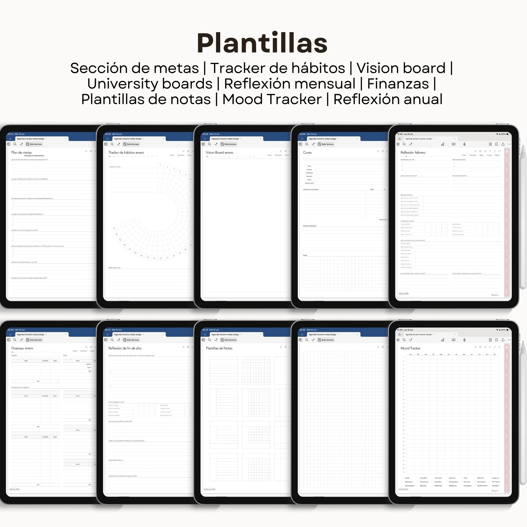 Agenda Digital Vichy Rosado 2026 Diaria - Mockup en iPad