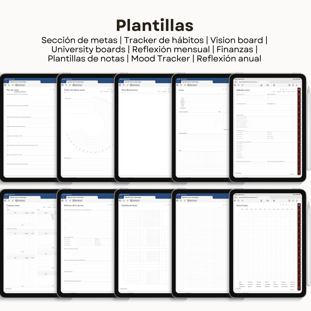 Agenda Digital Rojo Vino 2026 Diaria