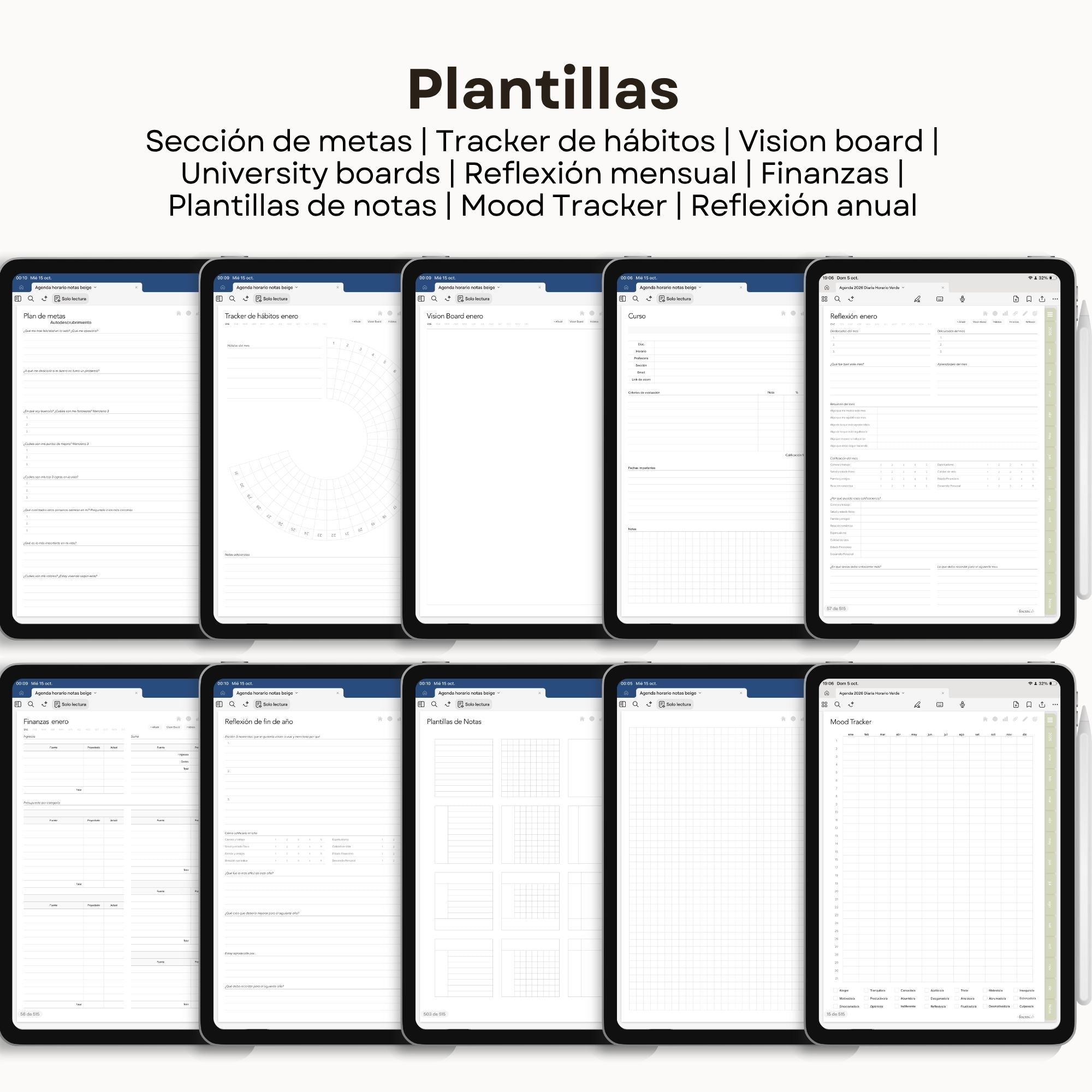 Agenda Digital Vichy Matcha 2026 Diaria - Mockup en iPad