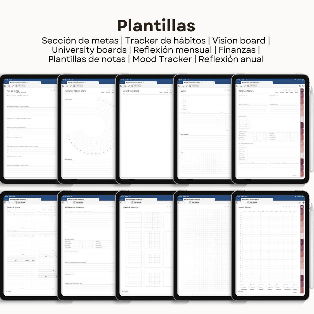 Agenda Digital Magenta 2026 Diaria - Mockup en iPad