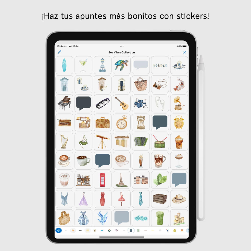 Stickers Digitales | Sea Vibes Collection | Pack de 220 unidades - Diseño de página mensual