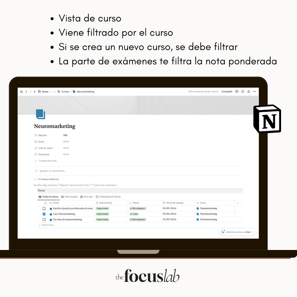 Universidad - Plantilla de Notion