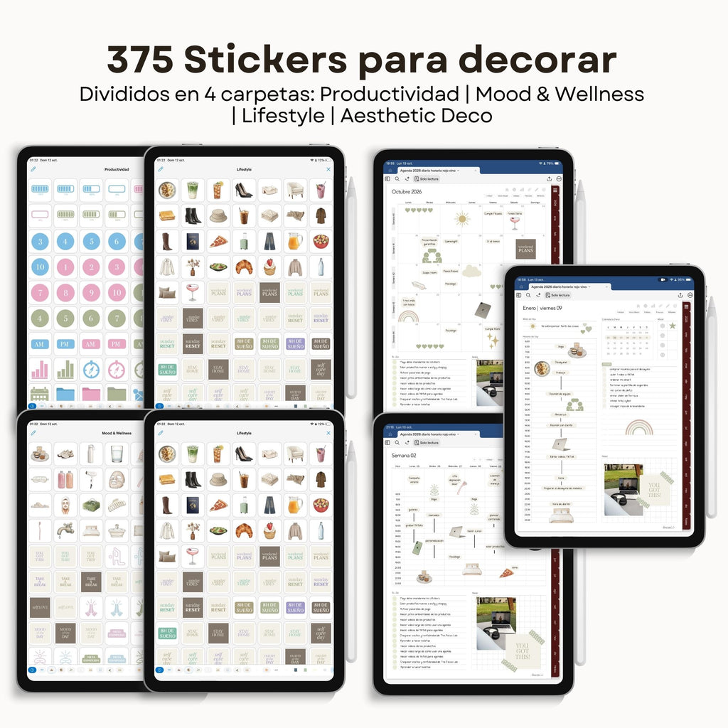 Agenda Digital Rojo Vino 2026 Diaria