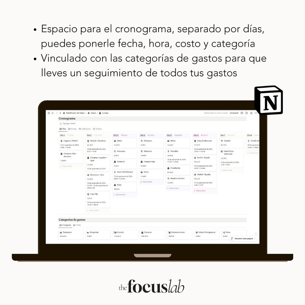 Planificador de Viajes Notion | Plantilla Digital Interactiva - Ejemplo de uso en GoodNotes