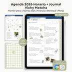 Agenda Digital Vichy Matcha 2026 Diaria - Diseño de página semanal