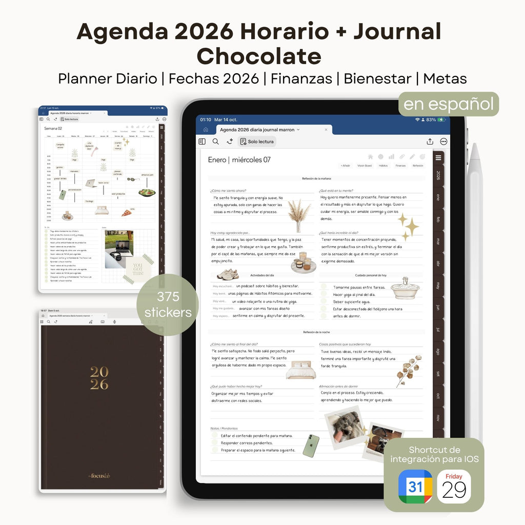 Agenda Digital Chocolate 2026 Diaria - Diseño de página semanal
