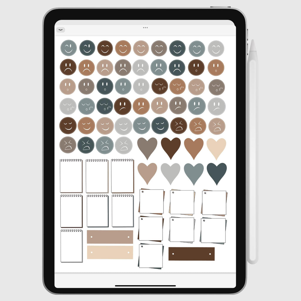 Stickers Digitales | Minimal Collection | Pack de 228 stickers - Diseño de página mensual