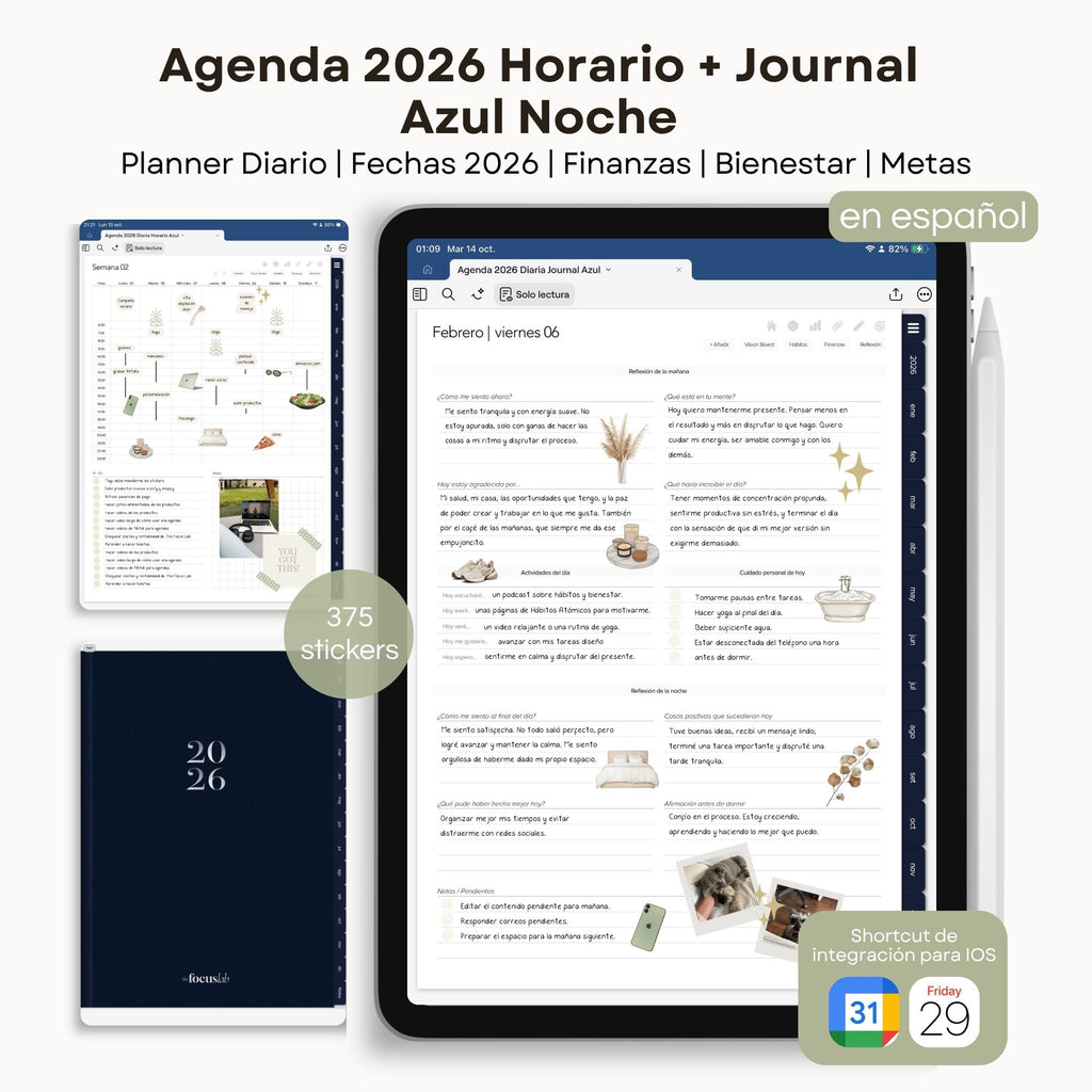 Agenda Digital Azul 2026 Diaria - Diseño de página semanal