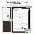Agenda Digital Chocolate 2026 Diaria - Página de hábitos y metas