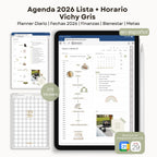 Agenda Digital Vichy Gris 2026 Diaria - Diseño de página mensual