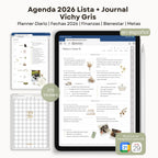 Agenda Digital Vichy Gris 2026 Diaria - Página de hábitos y metas
