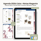 Agenda Digital Magenta 2026 Diaria - Detalle de diseño