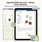 Agenda Digital Vichy Matcha 2026 Diaria - Vista interior de páginas
