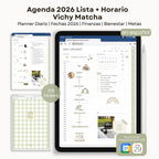 Agenda Digital Vichy Matcha 2026 Diaria - Diseño de página mensual