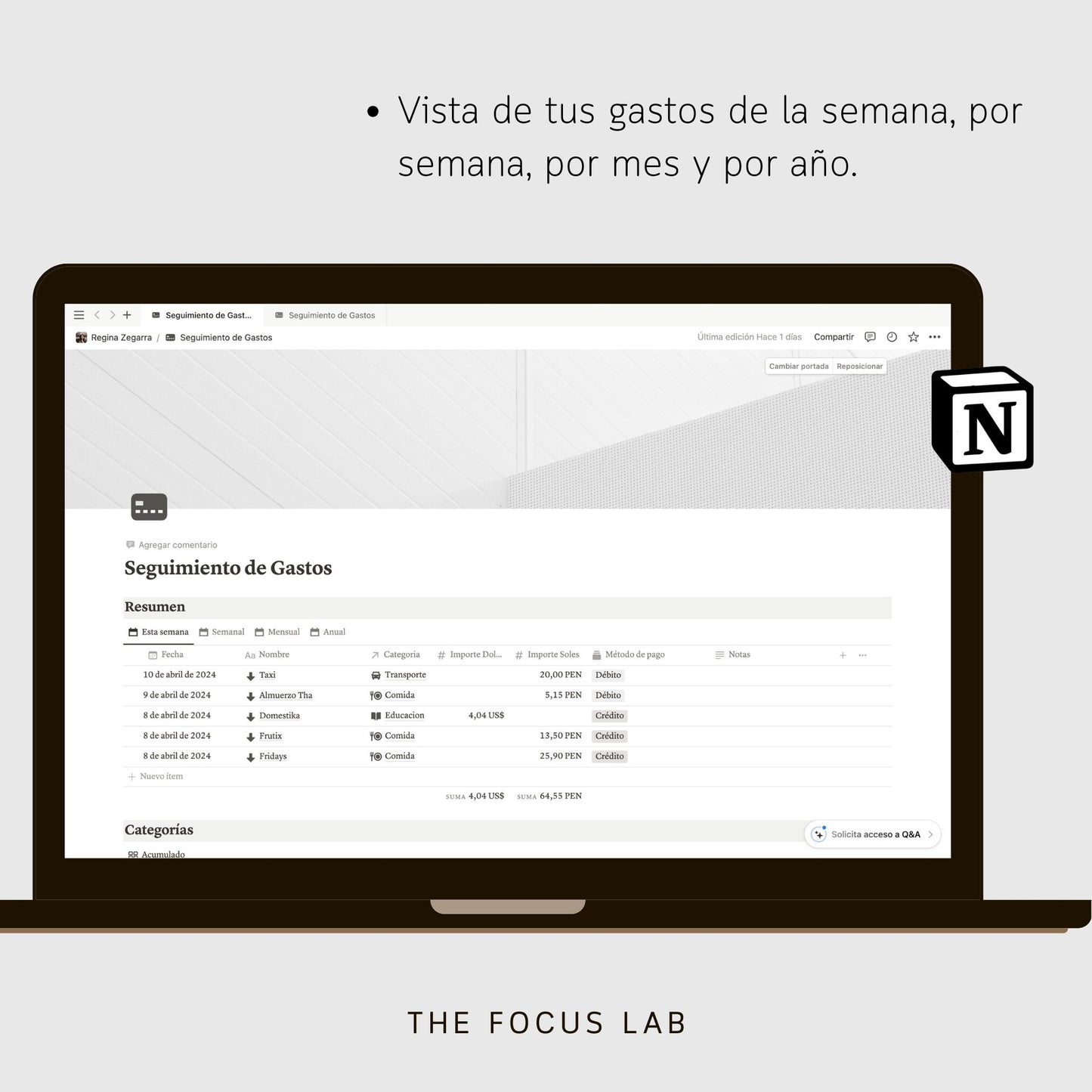 Seguimiento de Gastos - Plantilla de Notion
