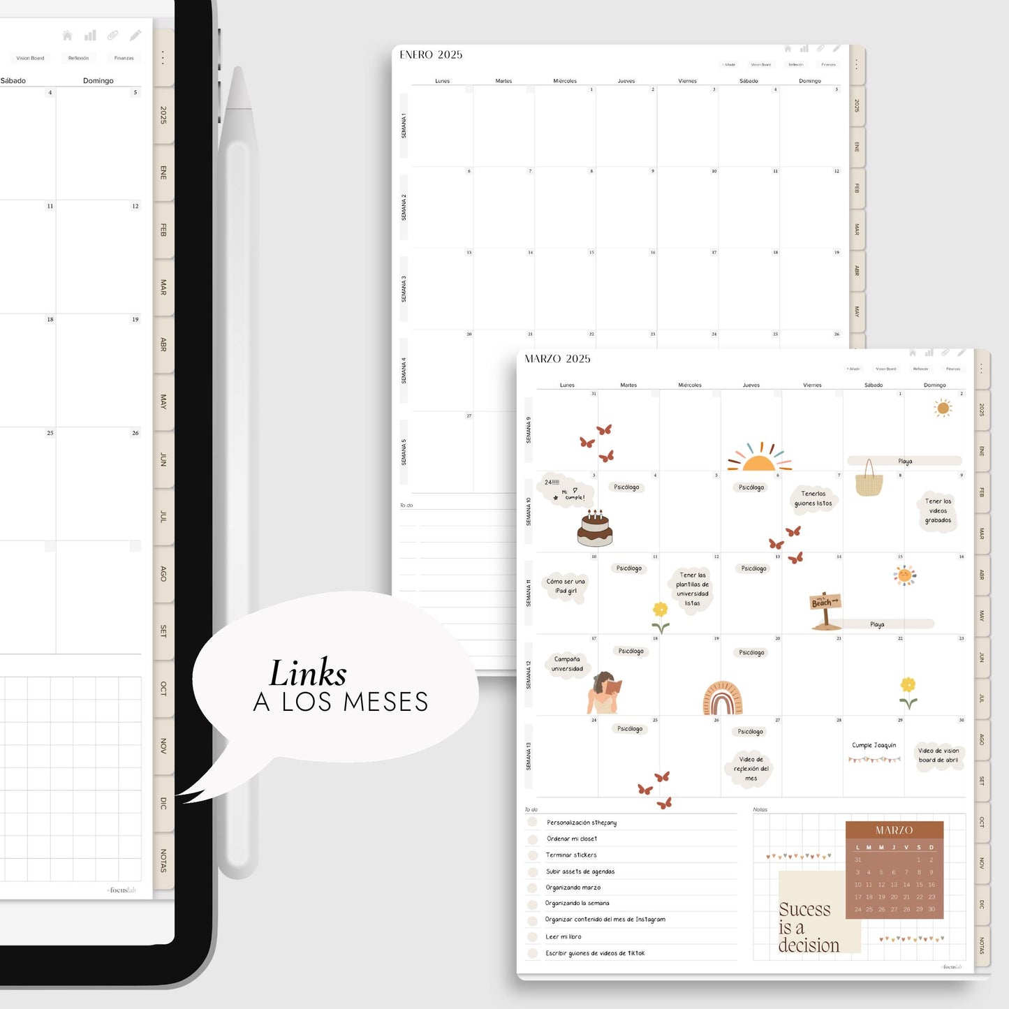 Agenda Digital 2025 Nude con Integración a Apple y Google Calendar y STICKERS