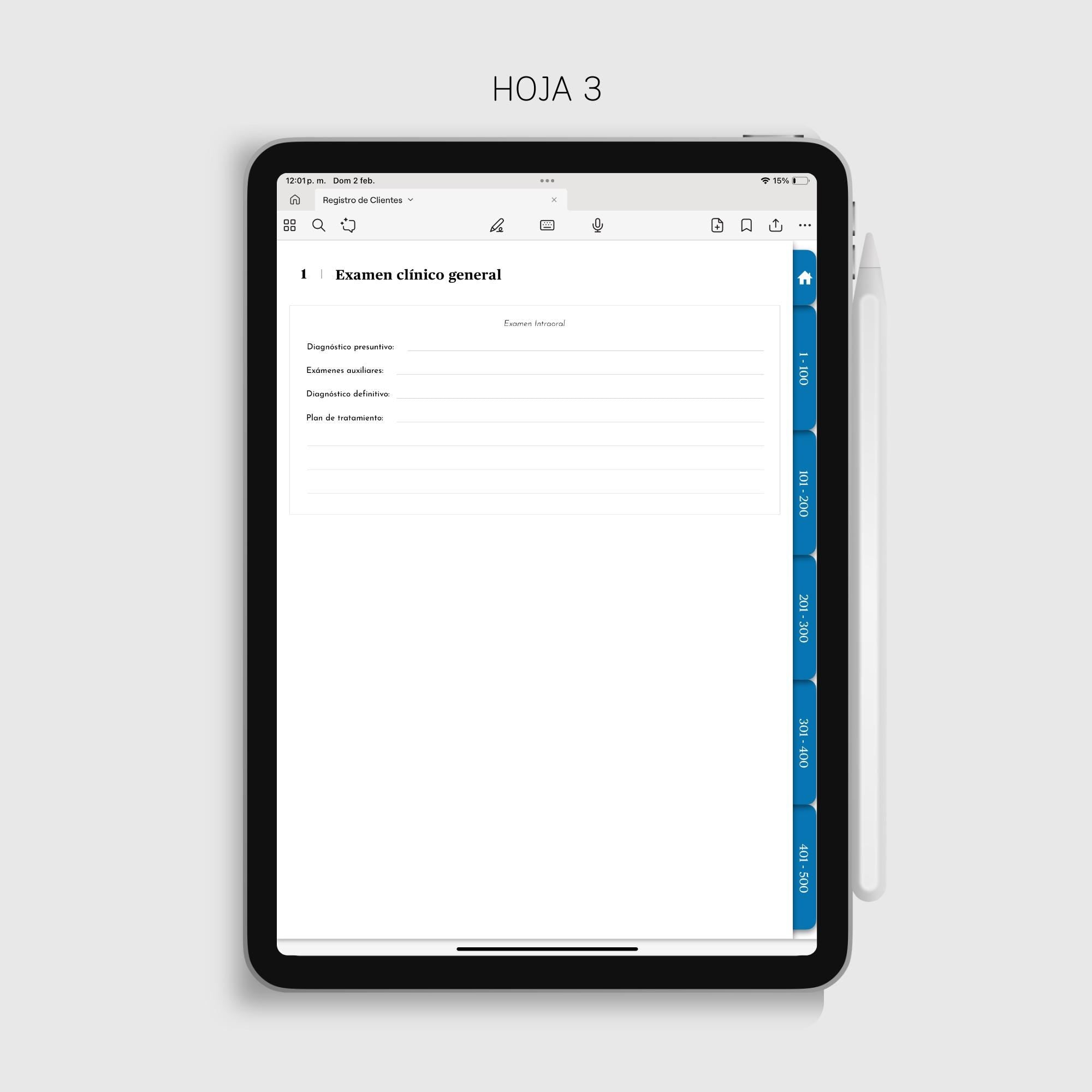 Historia Clínica Dental Digital | Registro de Pacientes - Página de hábitos y metas